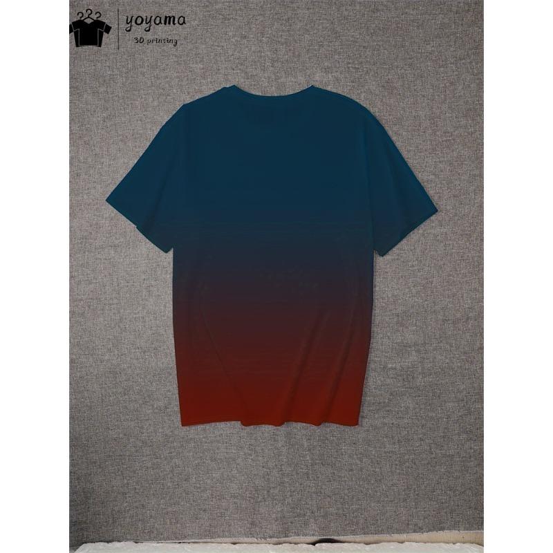 Summer Gradient Print T Shirt Men Fashion Graphic T Shirts 3D Print Men's Clothing Round Neck T-shirts for Men Street Rock Tops