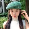 Vintage Hollowed Out Beret Hat Japanese Style Crochet Knitted Cap Elegant Weave Painter Hat  Spring