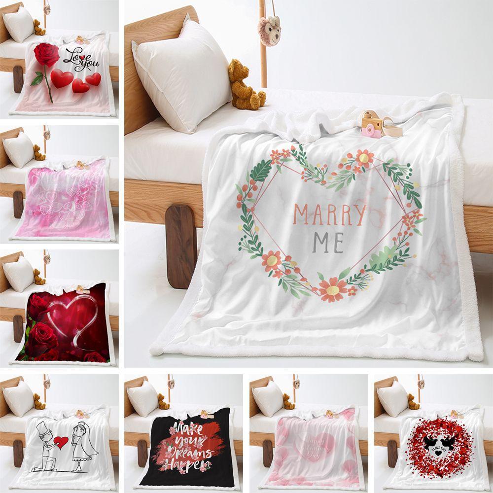 2D Digital Printing Valentine'S Day Thickened Lamb Wool Crystal Fleece Blanket Blanket
