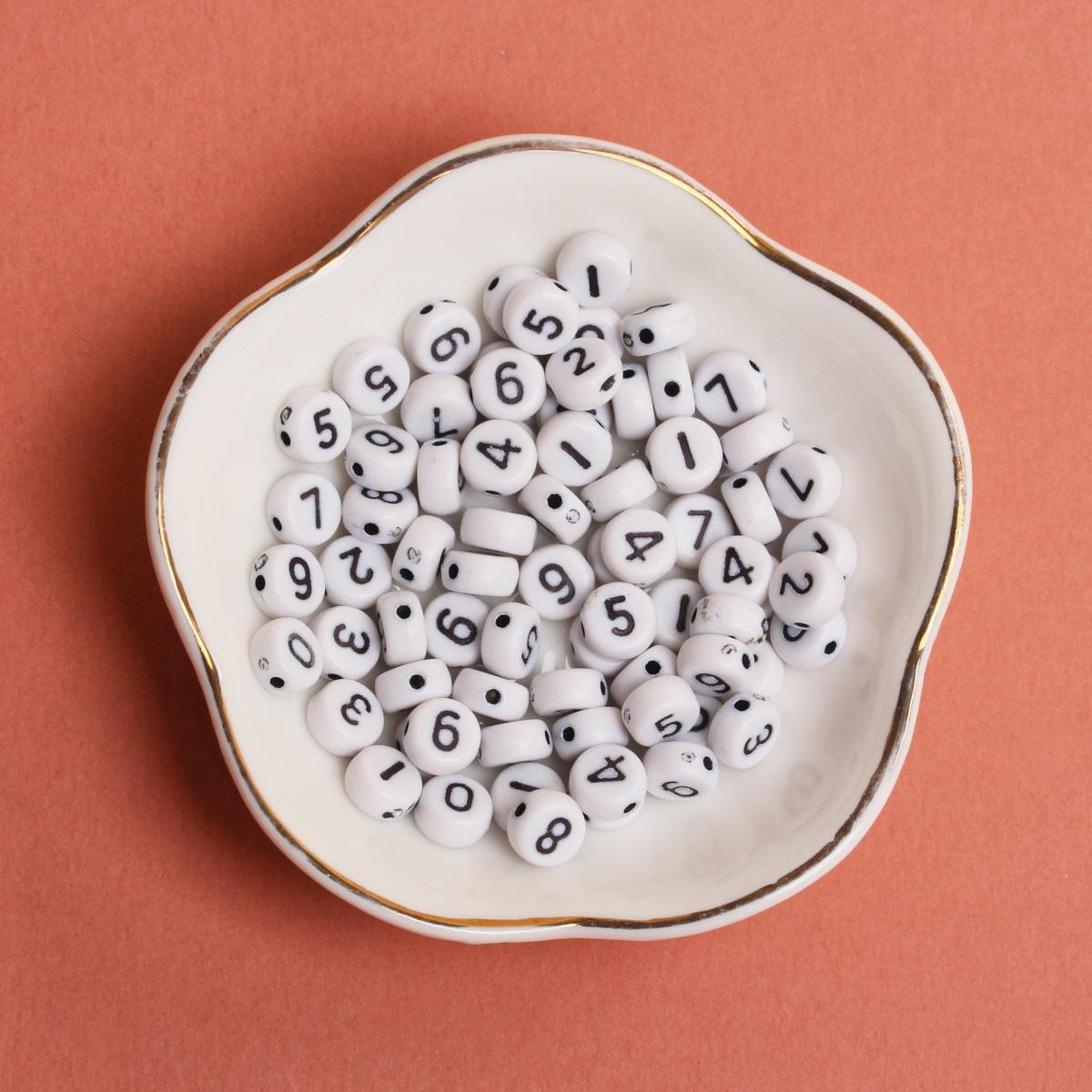 

High quality Fashion Round 6.5mm DIY Mobile Phone Chain Digital Beads Bracelet Making Accessories Acrylic Necklace 50pcs Beaded Material Style 2