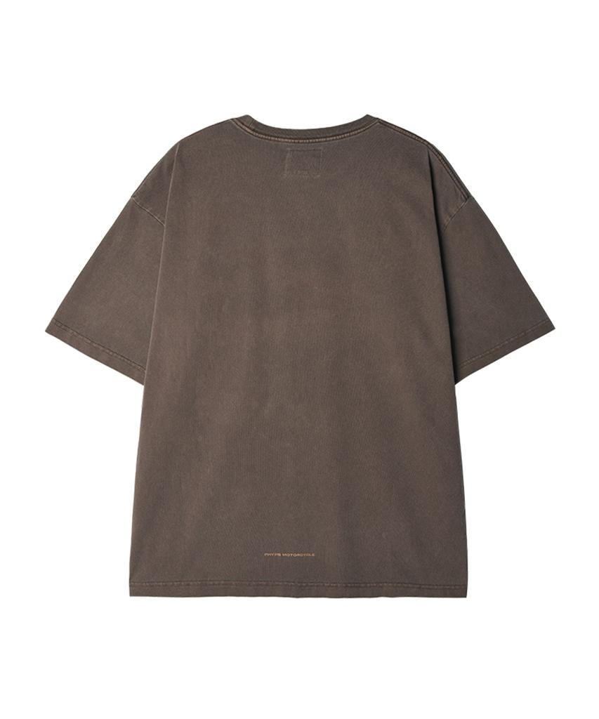 PHYPS MOTORCYCLE Pigment Old Logo Single Half T-Shirts Brown