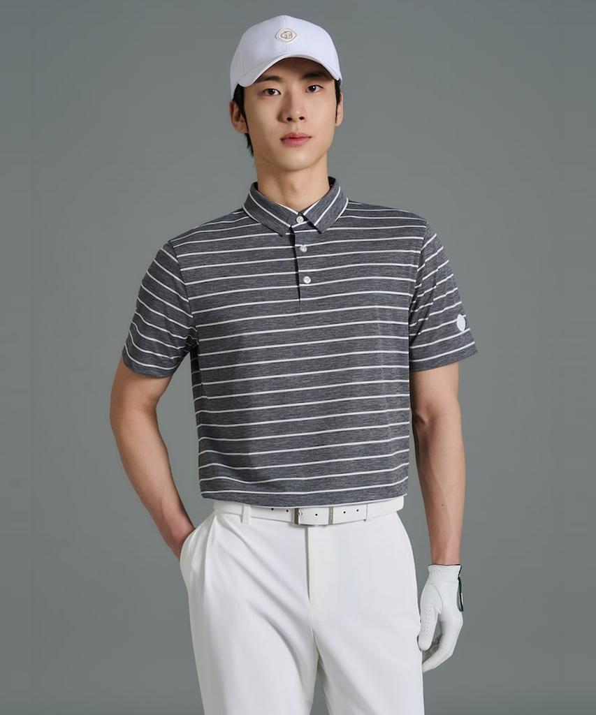 BEANPOLE GOLF Men'S Striped Short Sleeve T-Shirt - Gray