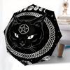 Black Cat Moon Phase Pentagram Crystal Circle StickerUmbrella, Portable 3-Fold Compact Umbrella for Men & Women Gift