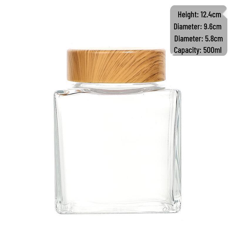 New Wide Mouth Transparent Honey Glass Jar - Thick Square Design for Bird's Nest and Jam