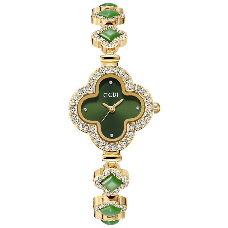 Lucky Clover Watch Niche Light Luxury Green Agate Bracelet Watch Quartz Ladies Watch