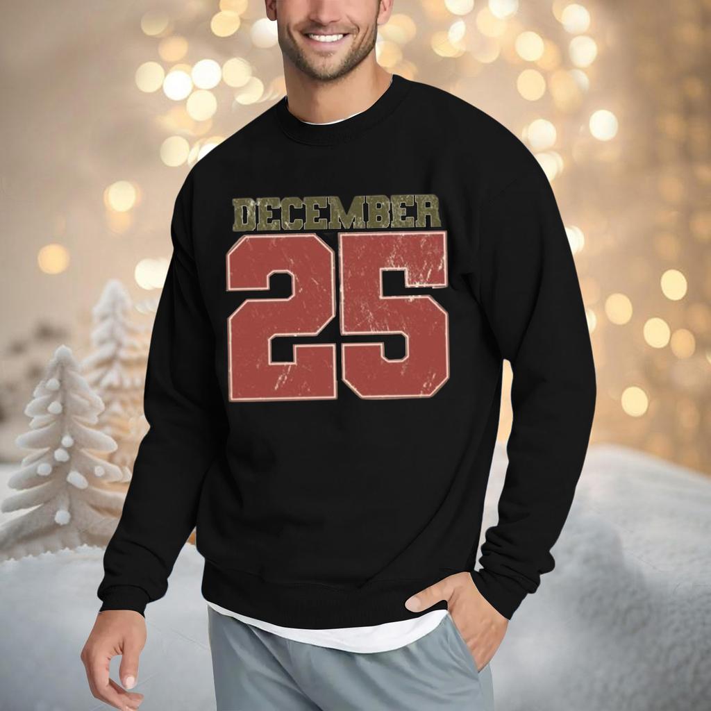 Christmas Print Loose Fit Round Neck Sweatshirt For Men