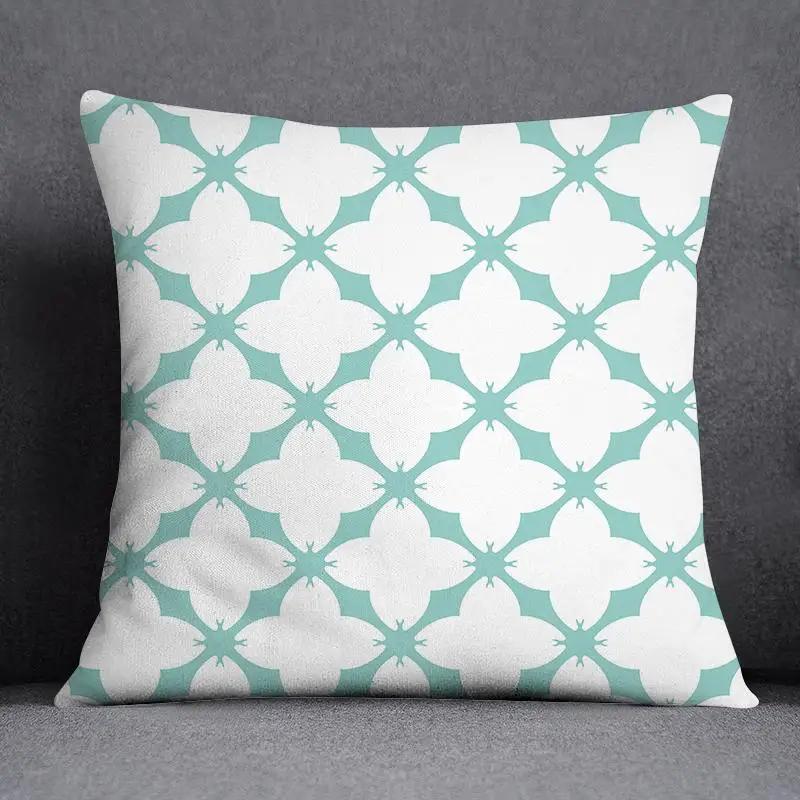 Fresh Green Simple Geometric Pillow Cover Living Room Sofa Office Seat Car Waist Cushion Cushion Cover Home Decoration