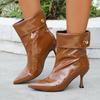 Temperament Pointed Toe Stiletto Naked Boots Women's Autumn and Winter Versatile Fashion Outside Wear High Heeled Booties