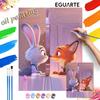 Digital Oil Painting Rabbit and Fox Hand Painting Home Decoration Painting