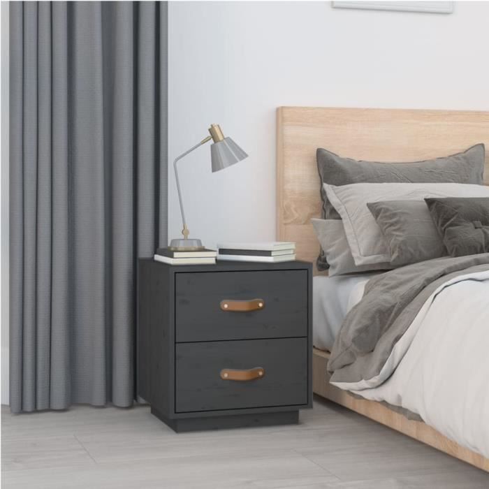 VidaXL Tables de chevet 2 pcs Gris 40x34x45 cm Bois de pin massif818330