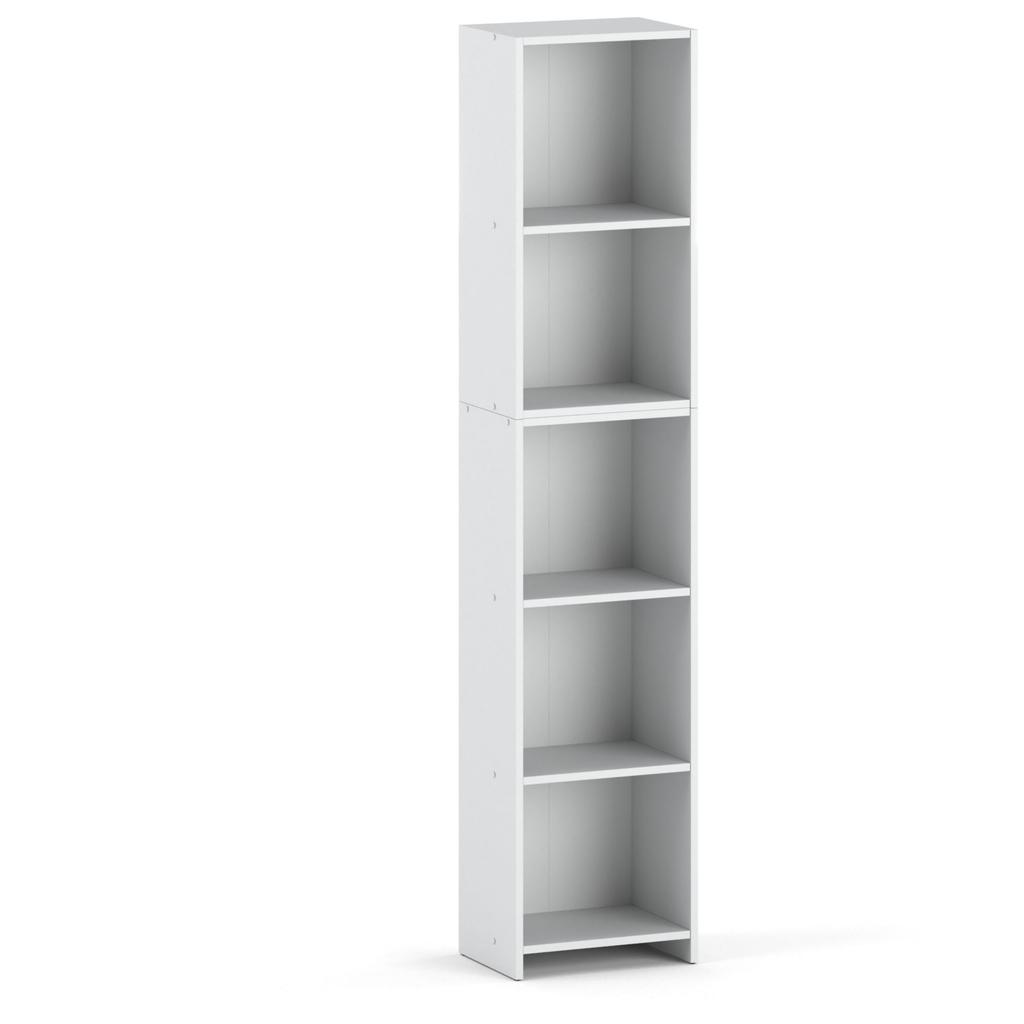 White Office Bookshelf 40cm 5 Shelves Standing Column For Toys Living Room