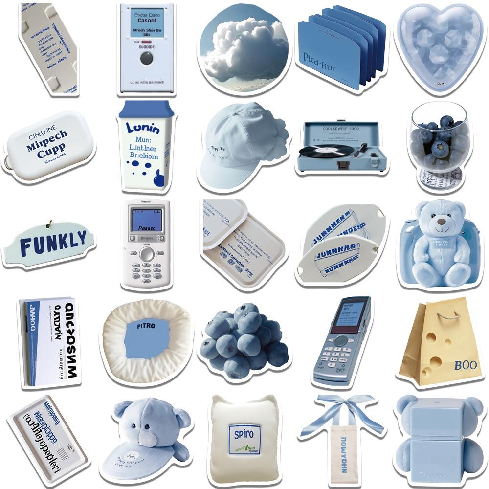50 Blatt Blaue DIY Wasserdichte Sticker Zur Dekoration Stilvolles und Einzigartiges Design Für Tablets, Handys, Kühlschränke und Mehr