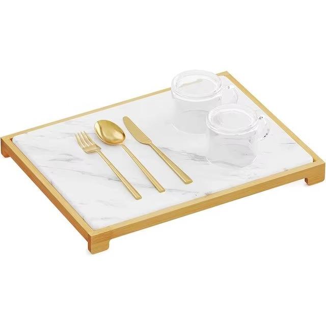 Бамбуковая подставка для посуды для кухонной стойки - мгновенно высыхающая диатомовая подставка для посуды доска 158 x 118 дюймов каменный коврик для сушки 3040cm 4629₽