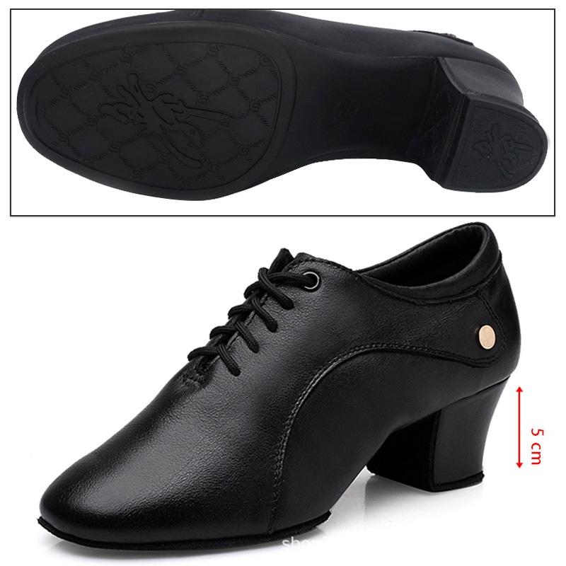 LEATHER Latin Dance Shoes Female Teacher Sports Shoes Practice Ballroom Dancing Shoes Square Cowhide Sneakers Women Shoes
