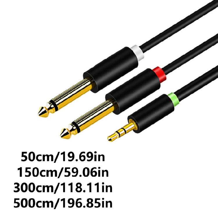 Portable 1/8 to 1/4 Stereo Cable 3.5mm to Double 6.35mm Audios Cable with Flexible Length Option for Amplifiers Easy Use