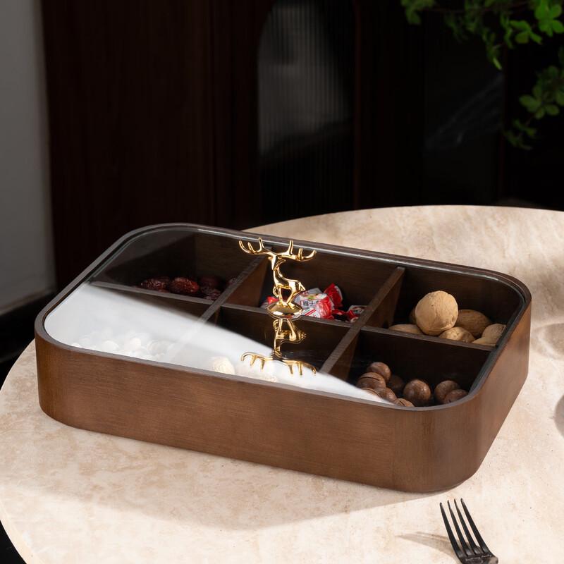 Lucky Deer Bamboo 6-Compartment Snack & Candy Box