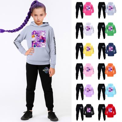 Kids Girls Long Sleeve Hooded Sweatshirt And Pants Set For Toddler And Big Kids 2Pcs Outfits
