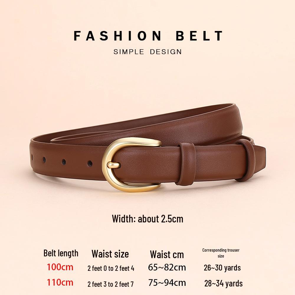 Women's Versatile Genuine Leather Pin Buckle Belt - High-End, Fashionable, and Simple Design