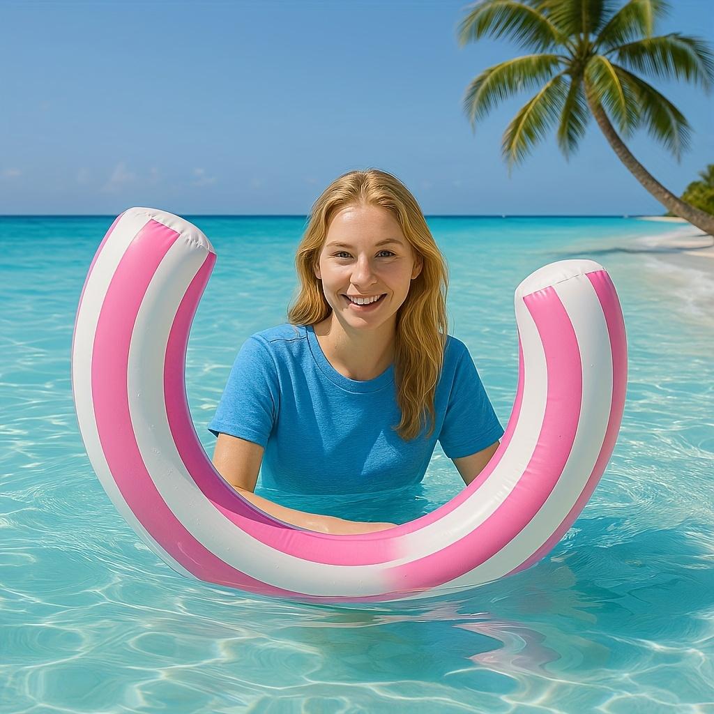 1Pc/2Pcs Inflatable Arc-Shaped Pool Float - Waterproof, Durable, And Safer PVC Pool Float, Suitable For Summer Entertainment, Tropical Beach Design
