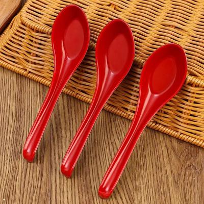 1/3/6PCS Red Black Soup Spoons Melamine Anti-Shock Plastic Spoon With Hook Dumplings Porridge Dinner Cutlery Kitchen Utensils