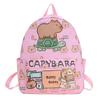 Adorable Print Capybara Children Backpack Spacious Lightweight For School Use