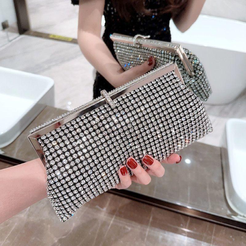 2026 Dinner bag handmade rhinestone button evening bag clutch bag banquet bag diamond dinner bag