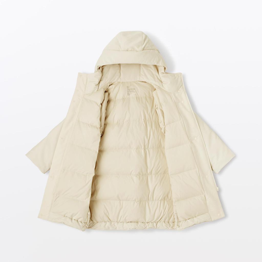 MUJI Down Size L Dam Vattenavvisande Mellanlång Rock, BD10UA5A, Elfenben,