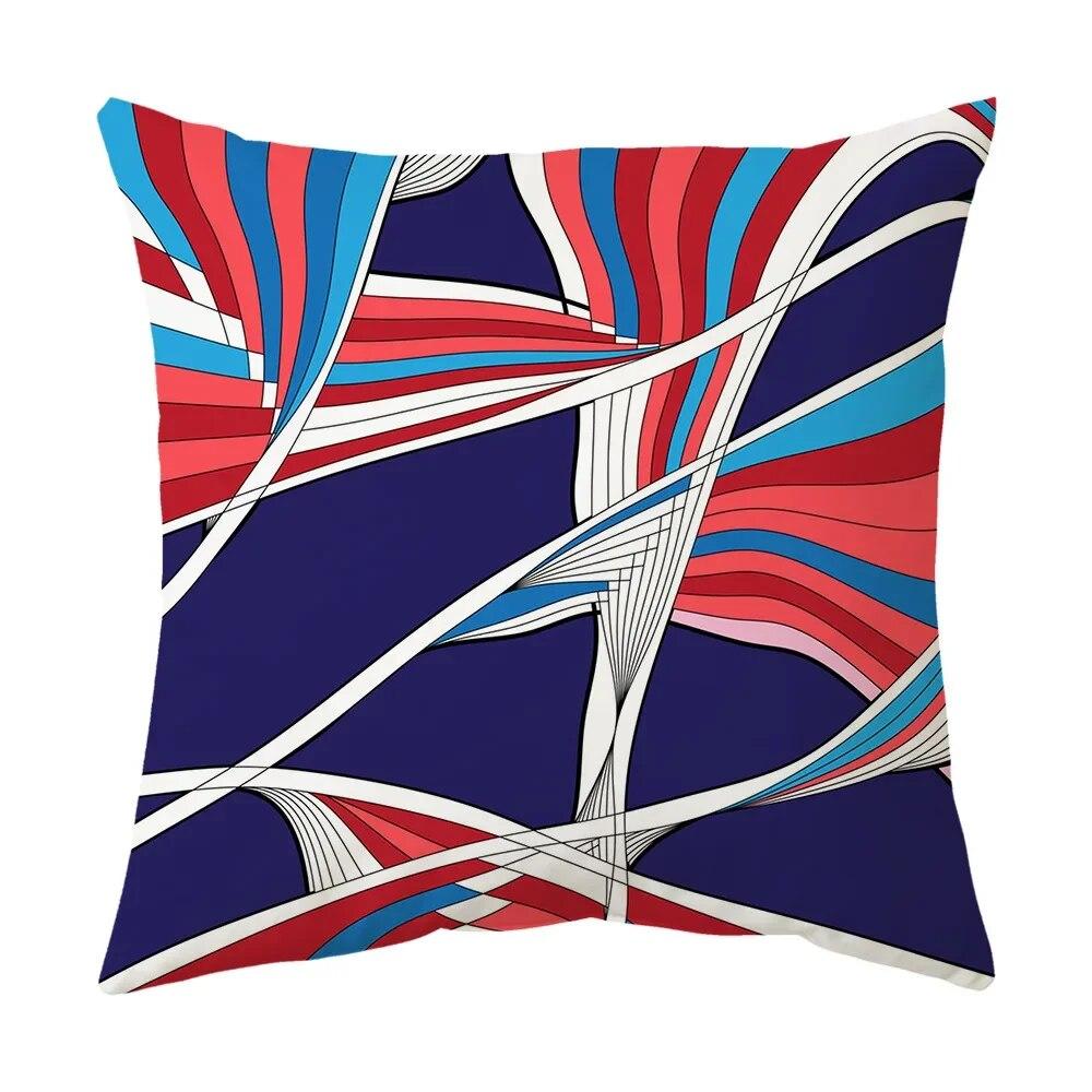 Colorful Geometric Abstract Pattern Printed Pillowcase, Sofa Cushion Cover, Office Car Decoration, Personalized Home Decoration