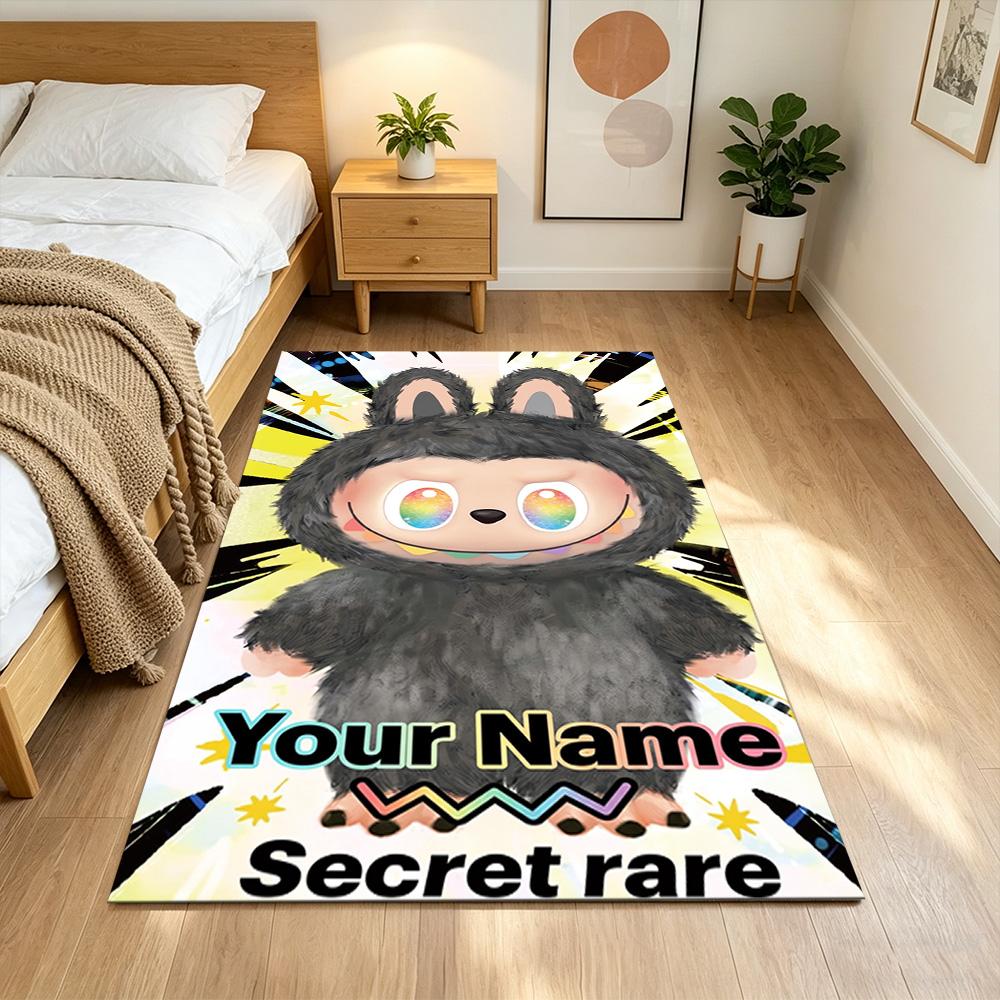 Labubu Customizable Name Area Rug Perfect for Bedrooms Foyer Outdoor Dining Room Antislip Carpet Anime Office Decor Perfect Gift for Friends & Family