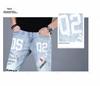 Men's Trendy European Light Blue Slim Jeans - Spring/Autumn Korean-Style Printed Skinny Trousers