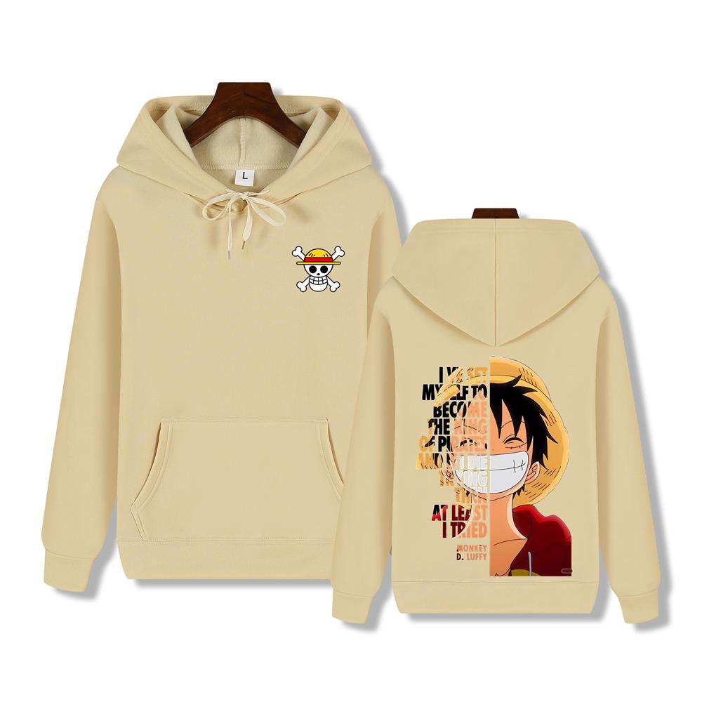 Pánská mikina One Piece vysoké kvality, mikina s potiskem Kapitána Luffyho, podzimní a zimní, silná, hřejivá, základní jednoduchý top