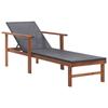 VidaXL Chaise Longue Wicker and Solid Acacia Wood Black