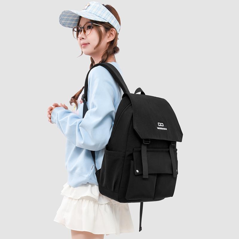 Preppy Einfarbiger Schulranzen Damen Rucksack mit großem Fassungsvermögen