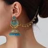 Bohemian Exotic Rhinestone Tassel Necklace & Earrings Set In Antiqued Alloy