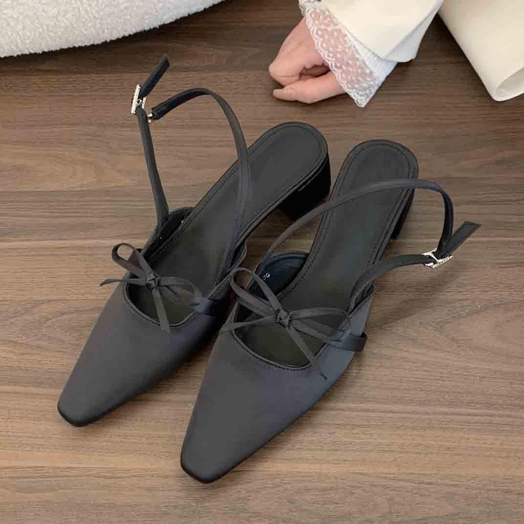 

With skirt early spring single shoes women s 2025 new French gentle fairy style high heels thick heel bag head sandals women s summer 40