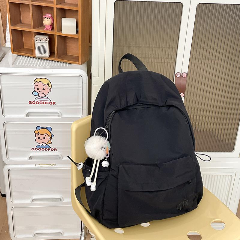 Schoolbag schoolbag female college student solid color simple design junior high school backpack, Korean version ins Mori girl treasure backpack
