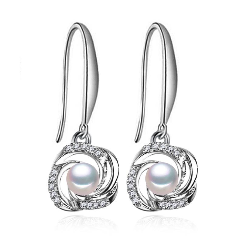 

LSOOYH серьги с натуральным пресноводным жемчугом для женщин, модные серьги-гвоздики с милыми цветами, ювелирные изделия с жемчугом, подарок на день рождения для девочек белый