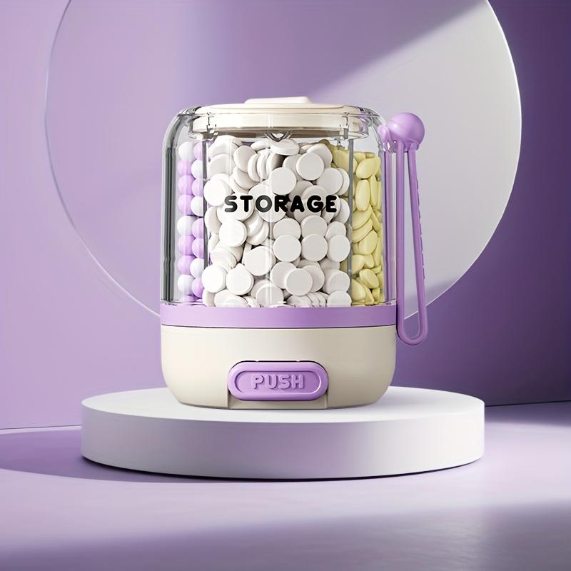 

1 шт. Портативная бутылка-разделитель для таблеток большой вместимости, 4-секционный съемный органайзер для хранения витаминов с защитой от смешивания фиолетовый