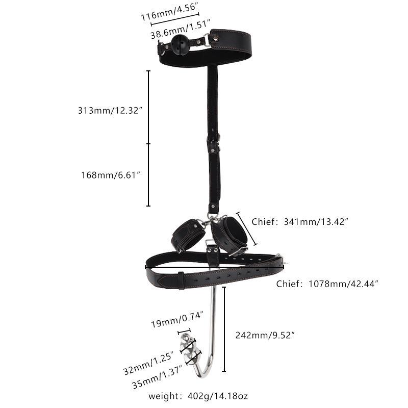 Alternative Restraint Set: Collar, Gag, Handcuffs & Anal Hook for Adult Training & Punishment