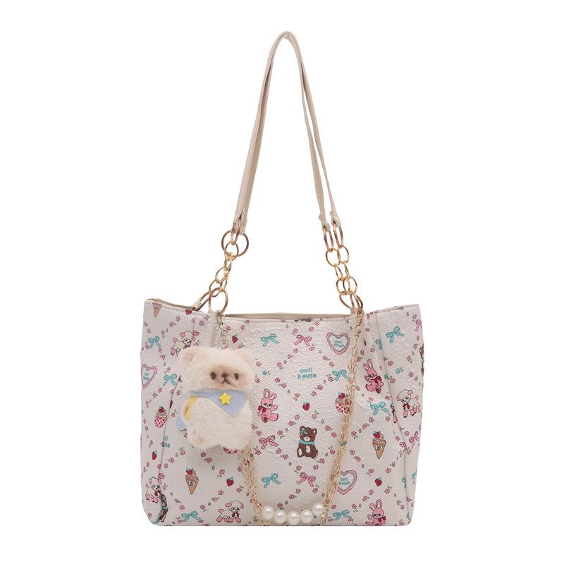 

Korean-Style Women s Large Cartoon Crossbody Tote Bag - 2025 Fashion With Pendant белый