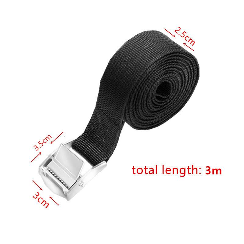 

6-Piece set of zinc alloy buckle straps, bundling straps, cargo fixing straps, tightening straps, nylon cable ties set, black 3 meters. 2.5cmx3m black large strap