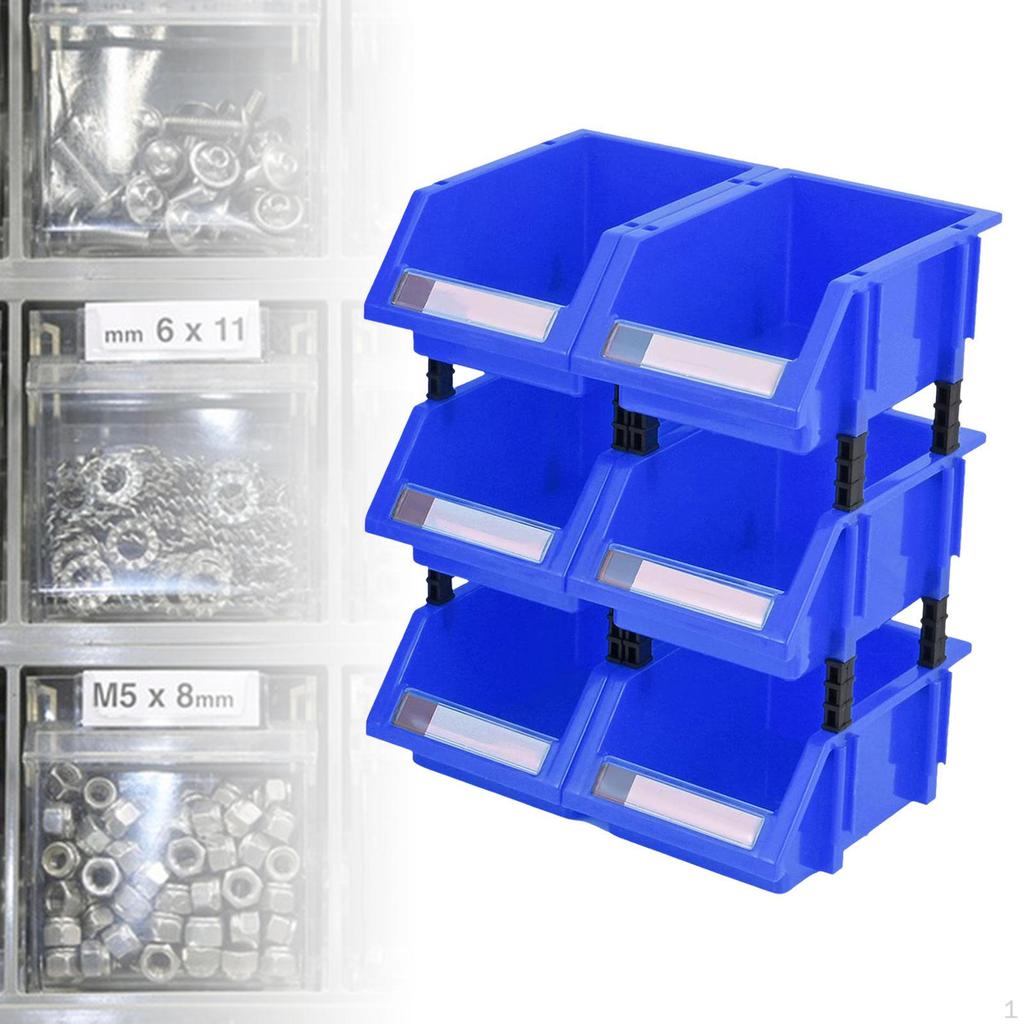 6 Pieces Hardware Storage Organizer Stackable Bin Container with 4 Connect Pillars Garage