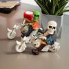 Halloween Atmosphere Prop Skeleton Riding Motorcycle Figurine, Gothic Spooky Statue for Home Theme Decor Garden, Resin Biker Skull Desk Shelf, Unique