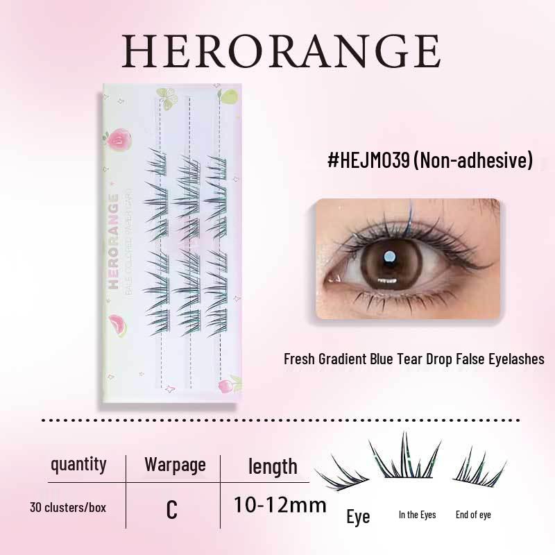 Dreamy Blue Gradient False Eyelashes - Natural, Fox-like Comic Style for a Lively Look