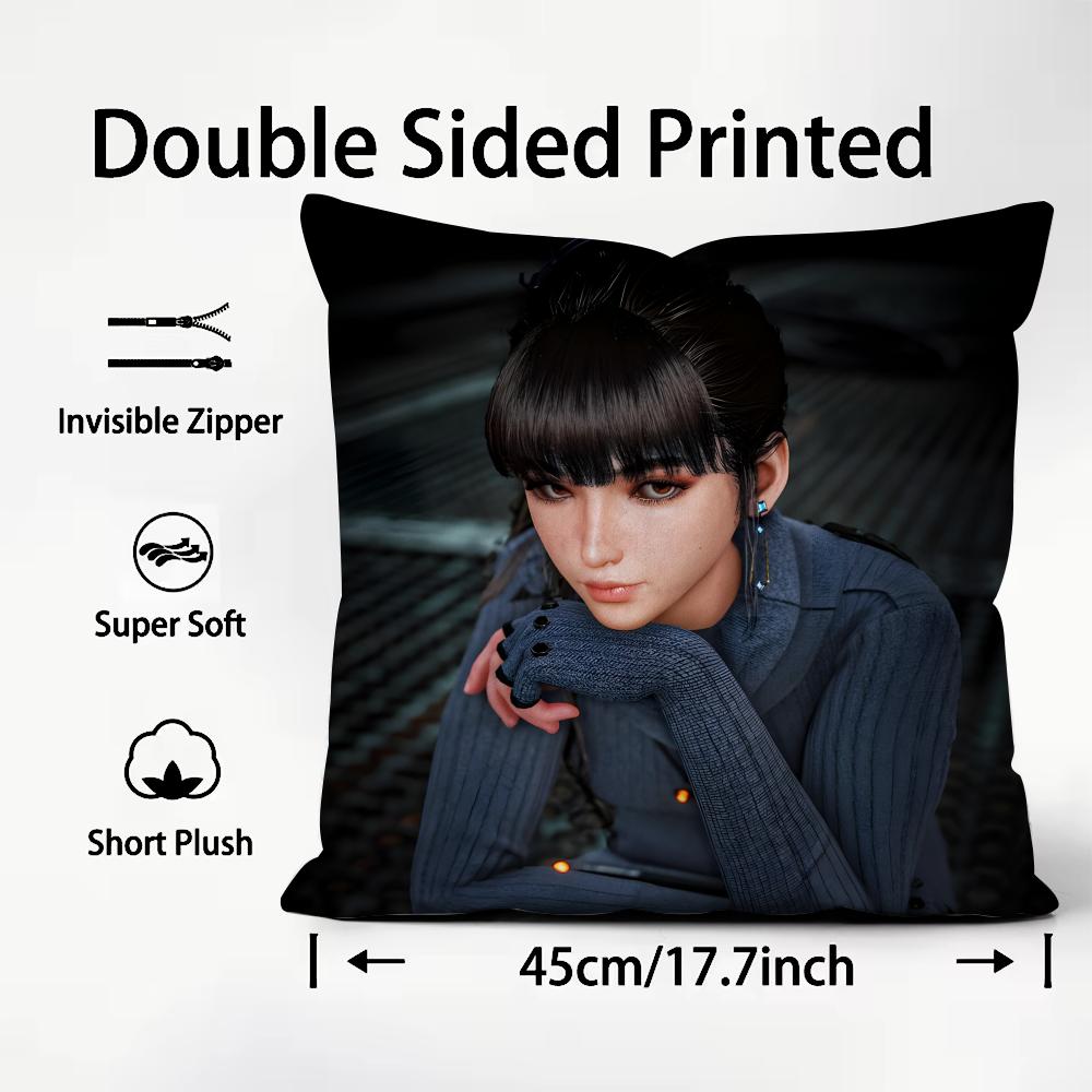 SStellar BladeE Game Cushion Cover Plush Fabric Soft DoubleSided Printed Sofa Warm Winter Home Child Gift Pillow Case