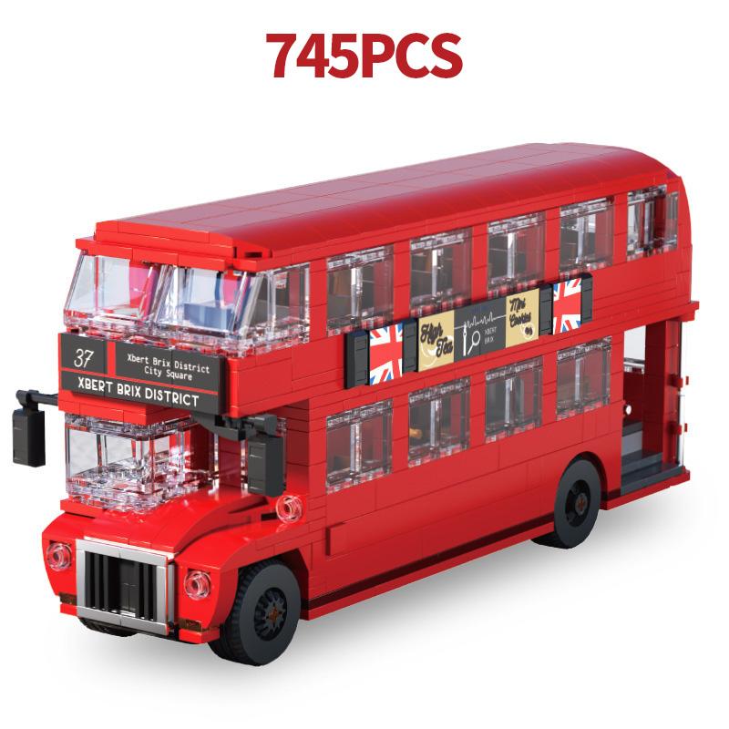 745pcs MOC Technical Vintage Double Decker Bus Car Model Building Blocks City Car Bricks Toys for Adult Christmas Birthday Gifts