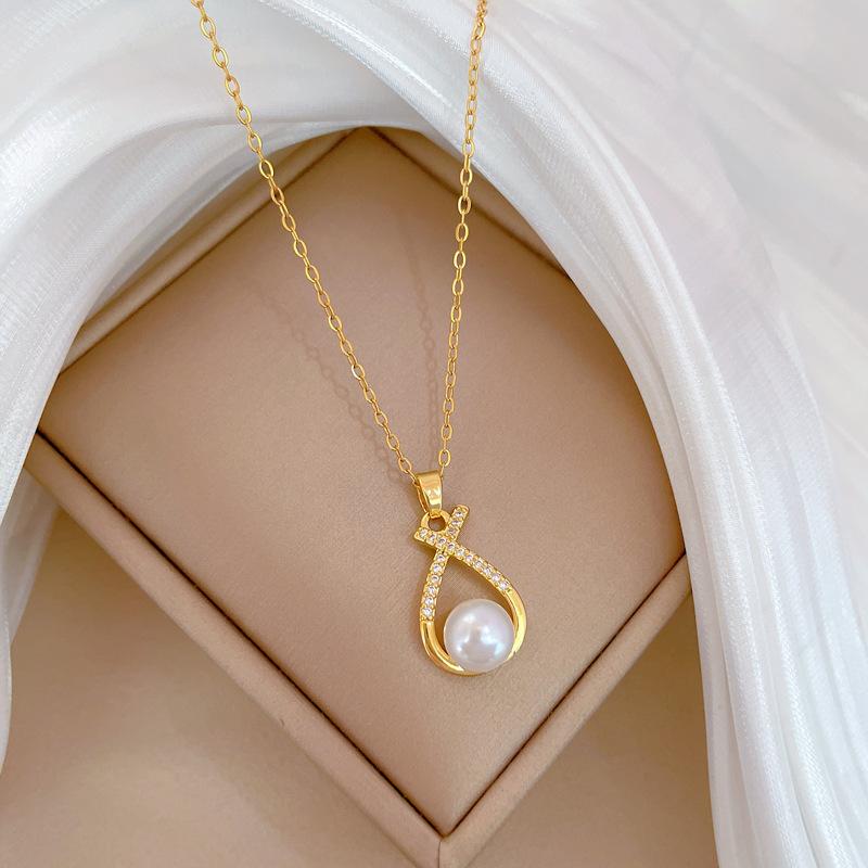 Classic Personality Stainless Steel Micro-inlaid Zircon Irregular Necklace Earring Set Fashion Stainless Steel Gift