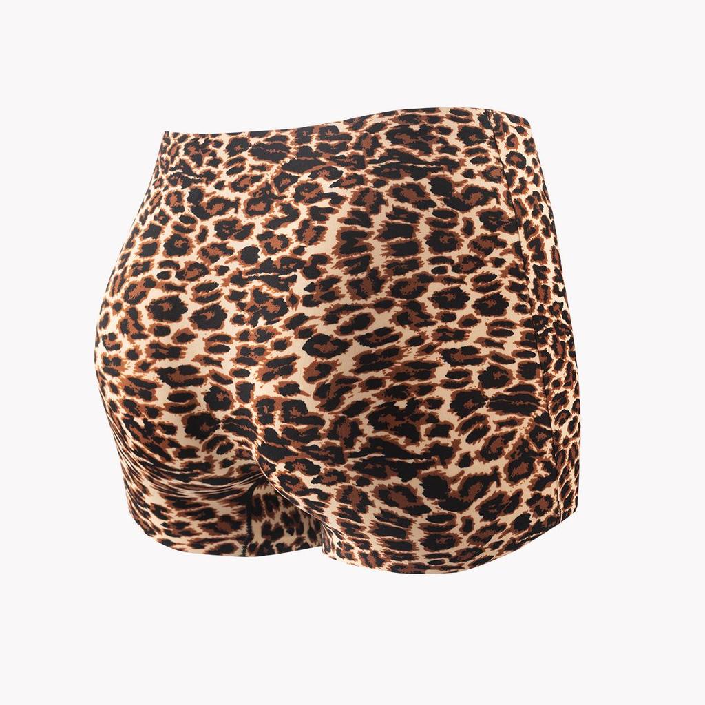 Women's European Size Leopard Print Yoga Boxer Briefs - No Roll, Stretchy & Breathable