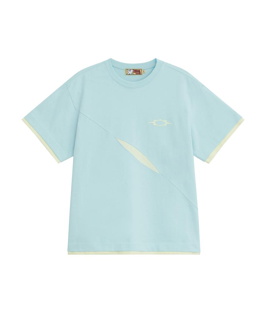 Lujeoseukeulleob Asymmetrical Cut Layered Short Sleeve T-Shirt Mint