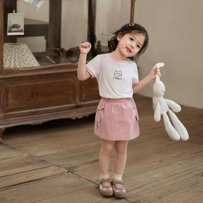 Baby Mädchen Kurzarm T-Shirt Sommer Neu Kinder Bedrucktes Jelly T Eis Porzellan Baumwolle Cooles Top